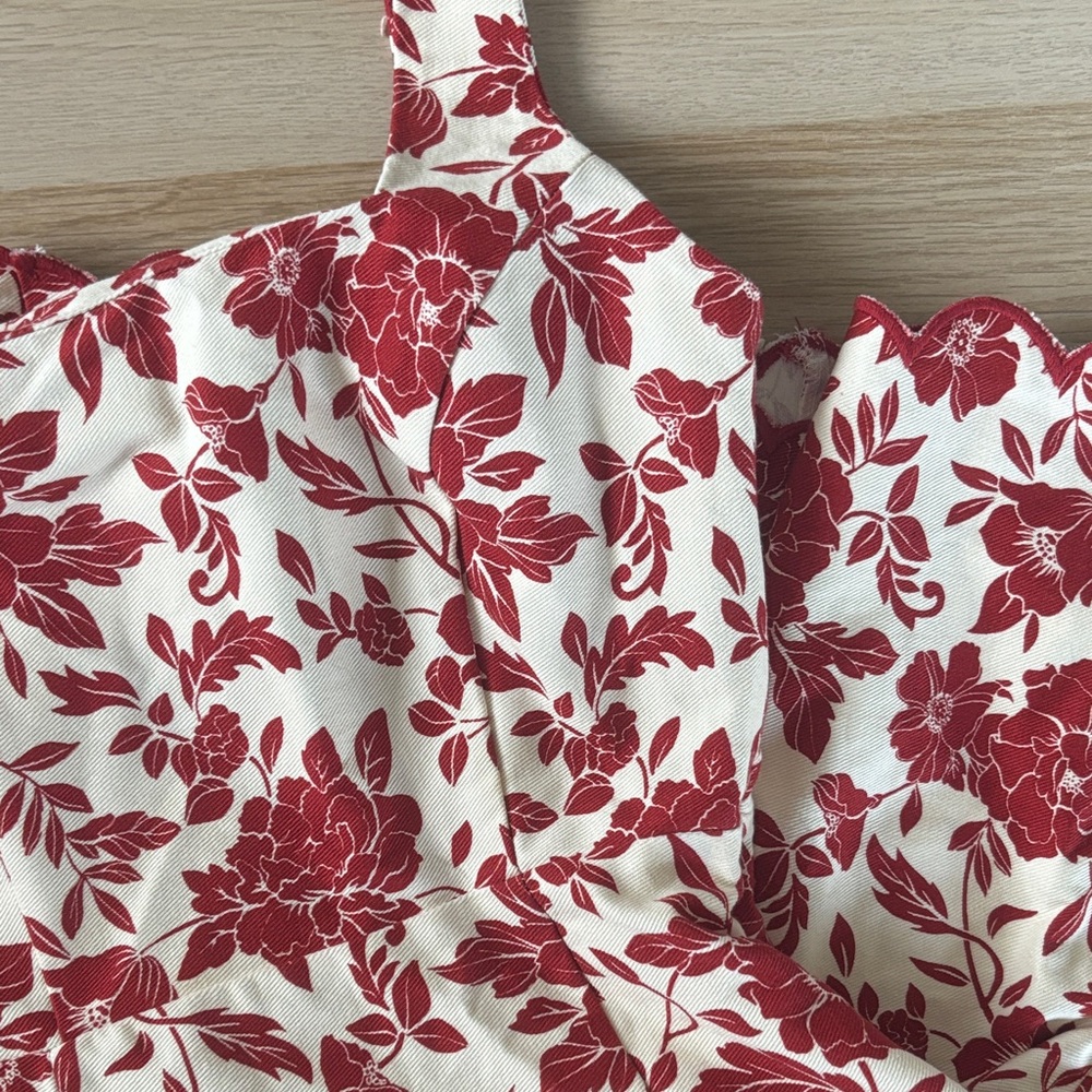 Moon River Red and Cream Floral Mini Dress